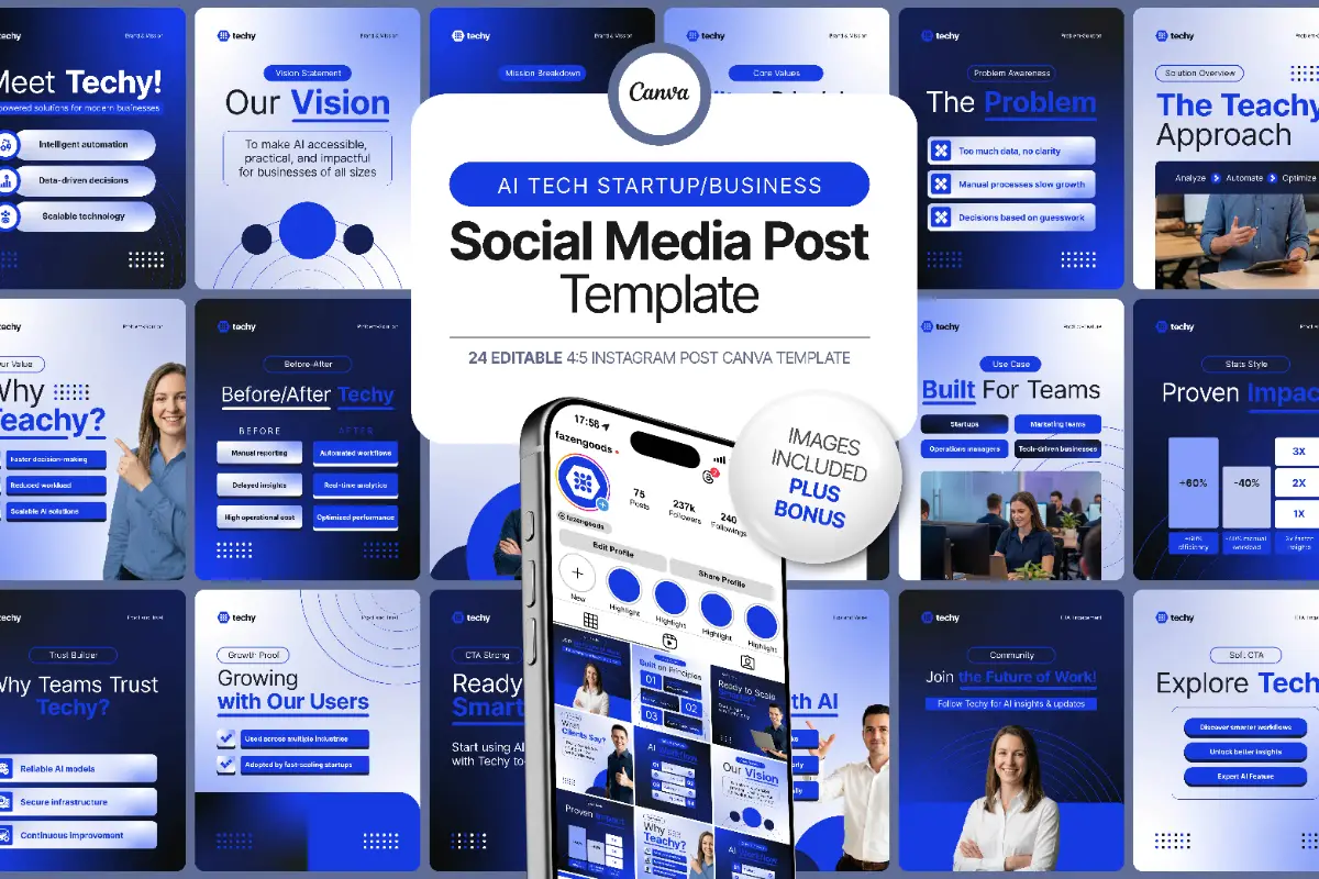 AI Tech Startup Social Media Templates preview